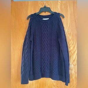 LOFT Cut Out Shoulder Dark Blue Sweater | M